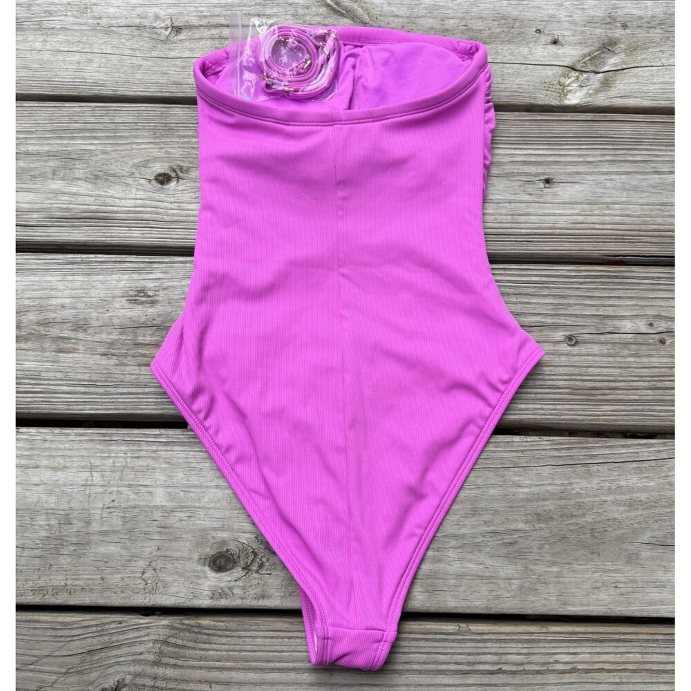 Shade & Shore Pink Strapless One Piece Swimsuit Womens XS 0-2 Bandeau NWT
